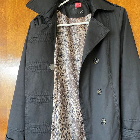 Black trench coat with belt from Paris - s. Small - Picture 3 of 4